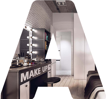 Decorative alphabet design element for LaviLuxe Interiors